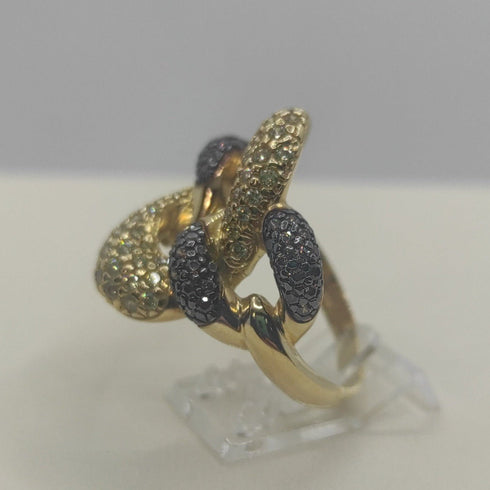 Anello oro 18 kt donna 2 colori oro con pietre 8,80 gr | Gioiellitosti.it