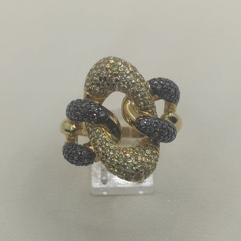 Anello oro 18 kt donna 2 colori oro con pietre 8,80 gr | Gioiellitosti.it