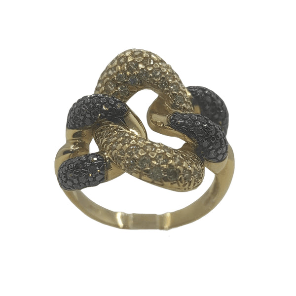 Anello oro 18 kt donna 2 colori oro con pietre 8,80 gr | Gioiellitosti.it
