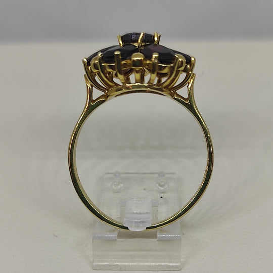 Anello oro 18 kt donna con pietre granato rosso forma Fiore | Gioiellitosti.it — Product detail view