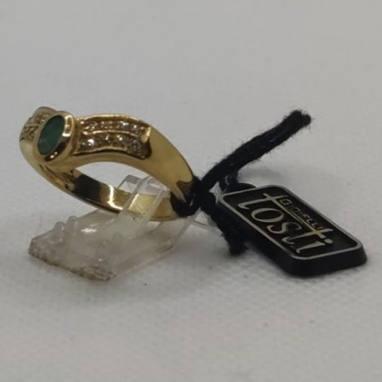 Anello oro 18k smeraldi e zirconi 5 gr misura 14 | Gioiellitosti.it — Product detail view