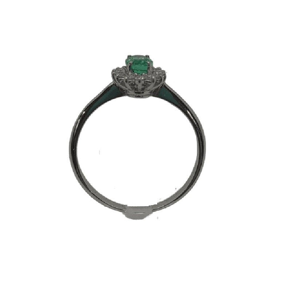Anello Oro bianco 18k Diamanti 0,15 Smeraldi 0,60 | Gioiellitosti.it