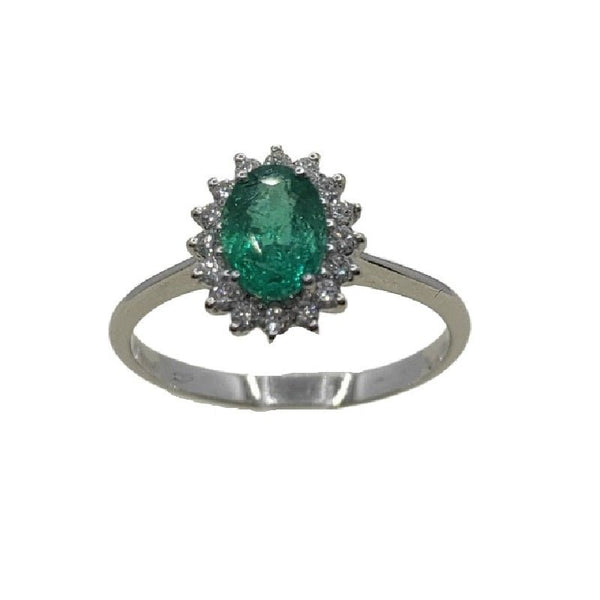 Anello Oro bianco 18k Diamanti 0,20 Smeraldi 1,02 | Gioiellitosti.it