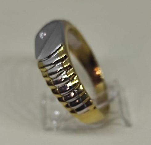 Anello uomo oro 18k bicolore con Zircone misura 23 - 5,4 gr | Gioiellitosti.it