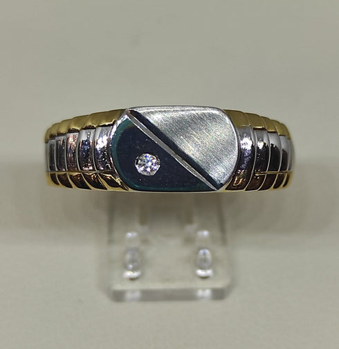 Anello uomo oro 18k bicolore con Zircone misura 23 - 5,4 gr | Gioiellitosti.it