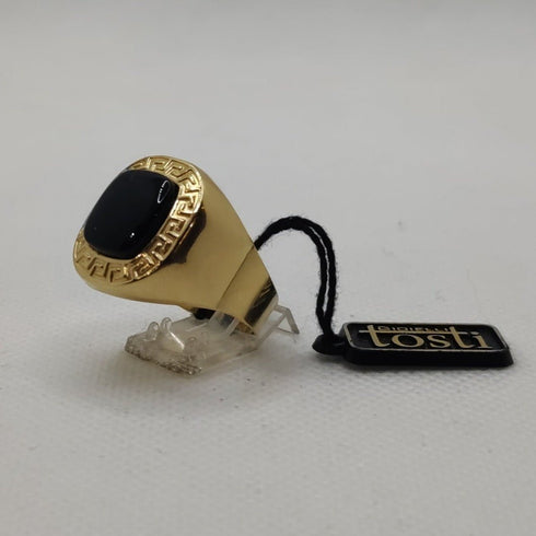 Anello uomo oro 18k pietra onice nero 7.20 gr misura 23 | Gioiellitosti.it