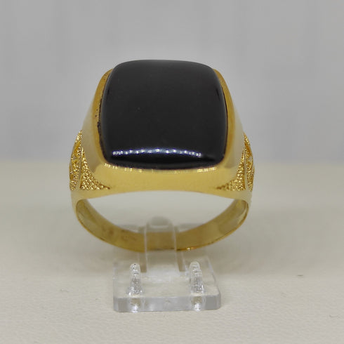 Anello uomo oro giallo 18 kt 750 pietra onice peso 6,1 gr misura 22 | Gioiellitosti.it