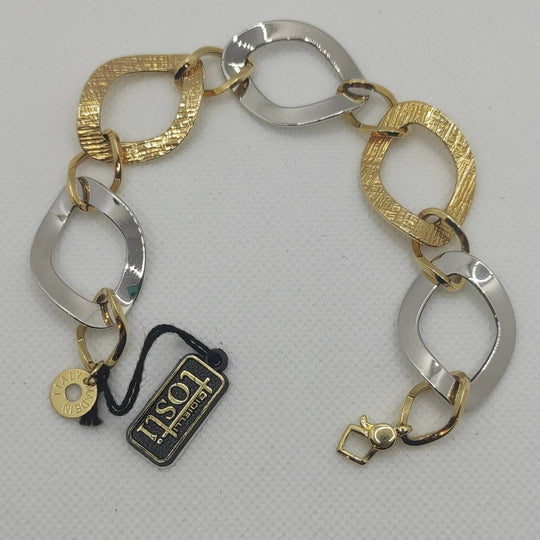 Bracciale oro 18 kt donna maglia bicolore 11,60 gr Solid 18k gold bracelet | Gioiellitosti.it — Vista dettaglio prodotto originale
