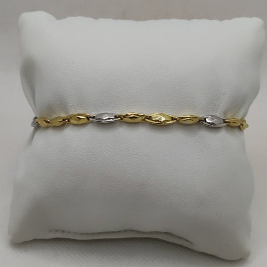 Bracciale Oro 18k maglia ovale bicolore 21 cm 6.70 gr | Gioiellitosti.it — Vista dettaglio prodotto originale