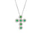 Collana Croce oro bianco 18k Diamanti 0,10 Smeraldi 0,10 | Gioiellitosti.it