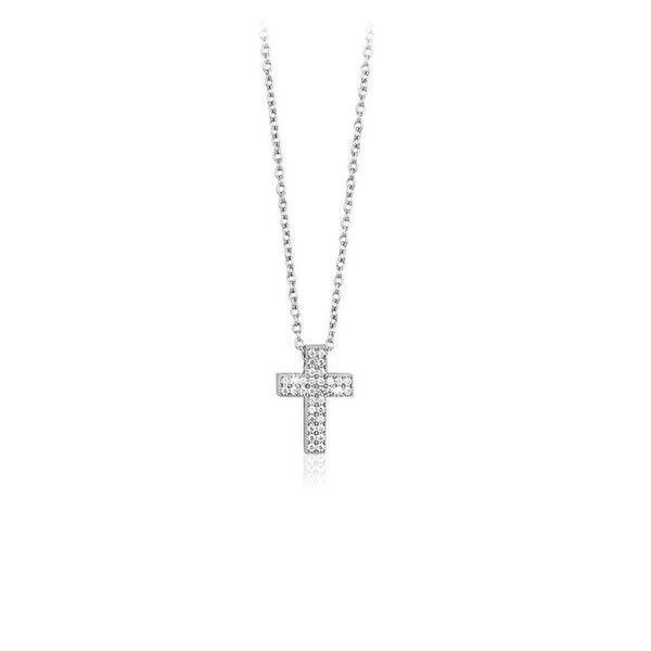 Collana Croce argento zirconi Girocollo MABINA 553015 | Gioiellitosti.it