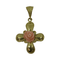Ciondolo Croce oro 18k donna pendente con corallo rosa gr 4,60 | Gioiellitosti.it