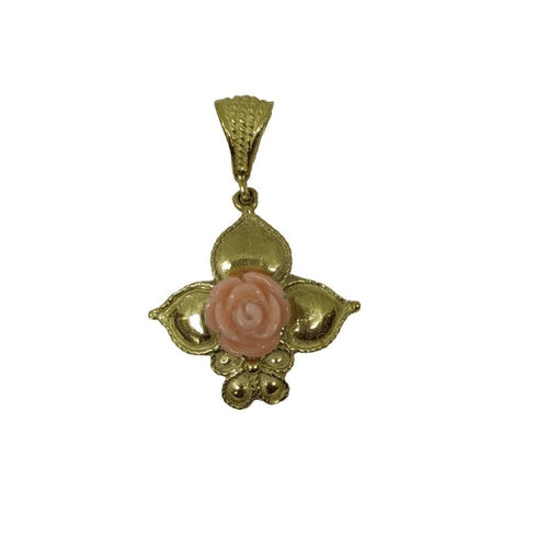 Ciondolo oro 18k donna Fiore con corallo rosa gr 4,00 | Gioiellitosti.it