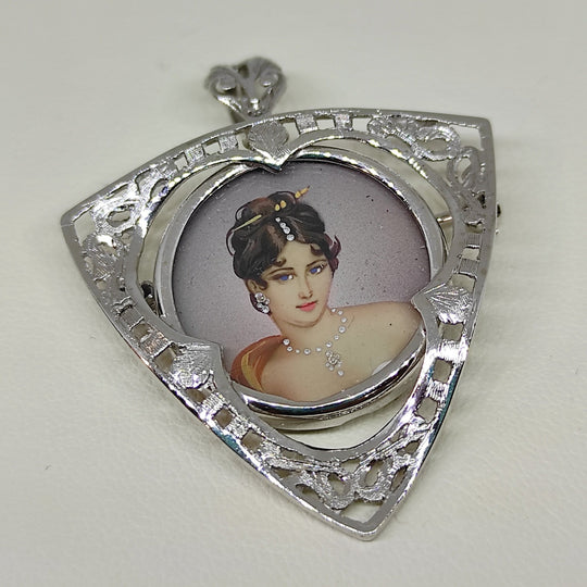 Ciondolo Spilla oro 18k bianco Vintage Miniatura gr 7,10 | Gioiellitosti.it — Product detail view