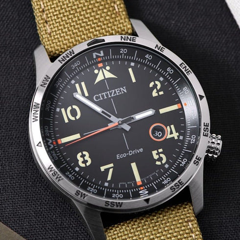 Citizen aviator Eco Drive BM7550-10E Cinturino Tela | Gioiellitosti.it