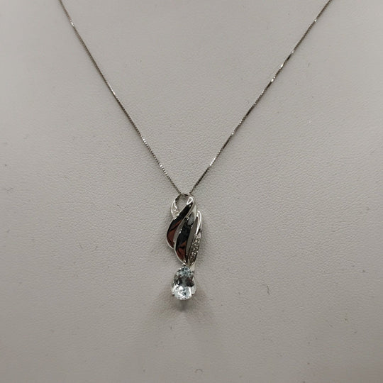 Collana ciondolo acquamarina diamanti oro 18k | Gioiellitosti.it — Vista dettaglio prodotto originale