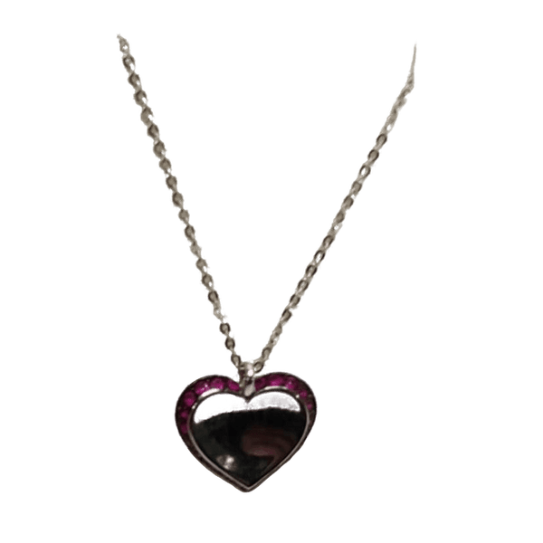 Collana ciondolo cuore oro 18k bianco rubini | Gioiellitosti.it