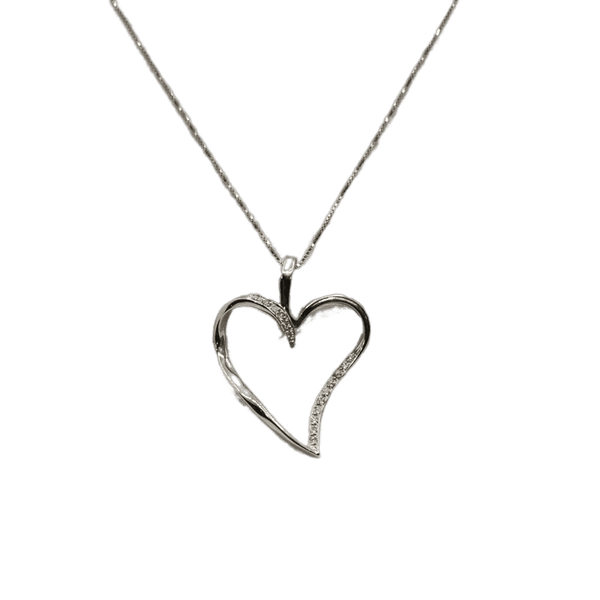 Collana ciondolo cuore oro bianco 18k diamanti 0,13 F | Gioiellitosti.it