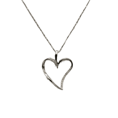 Collana ciondolo cuore oro bianco 18k diamanti 0,13 F | Gioiellitosti.it