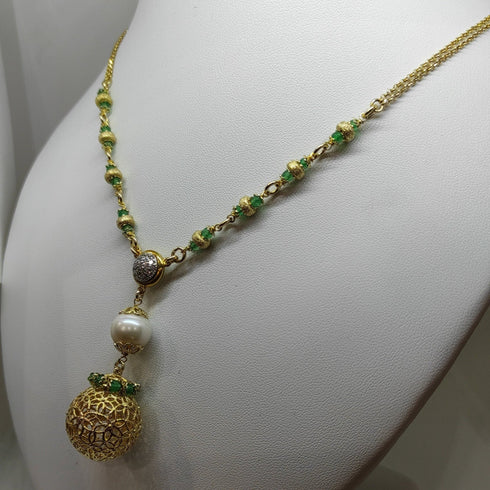 Collana Donna Pendente Argento 925 perle e avventurina Vitiello Jewelry | Gioiellitosti.it