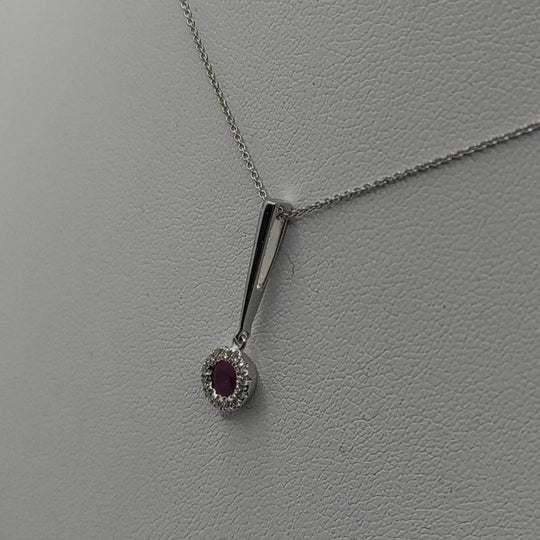 Collana Punto Luce oro bianco 18k diamanti rubino | Gioiellitosti.it — Product detail view