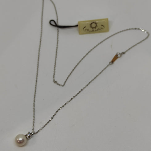 Collana punto luce oro bianco 18k Perla Naturale Diamanti | Gioiellitosti.it