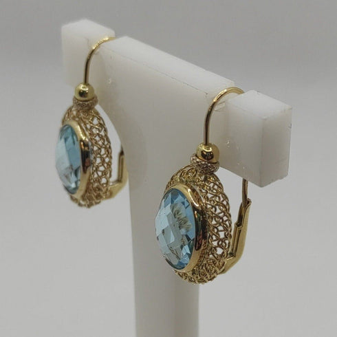 Orecchini oro 18 kt Donna Pendenti filigranati con topazio azzurro | Gioiellitosti.it