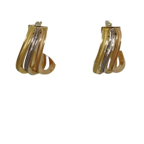 Orecchini oro 18 kt Donna tre cerchi modello semipendente 4,00 gr | Gioiellitosti.it