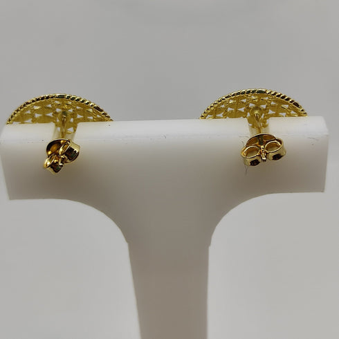 Orecchini oro 18 kt Giallo e Bianco Bottone traforato 3,20 gr | Gioiellitosti.it