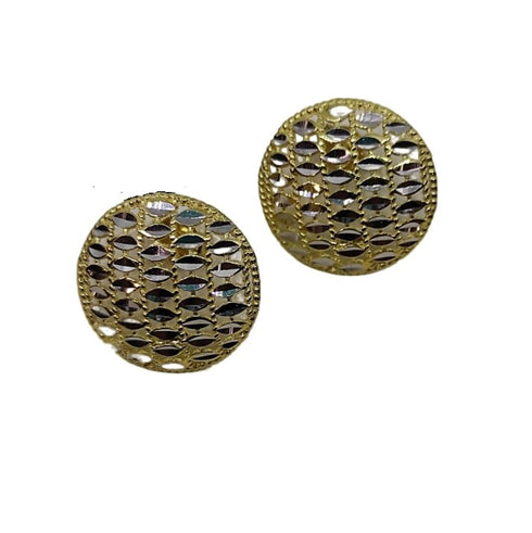 Orecchini oro 18 kt Giallo e Bianco Bottone traforato 3,20 gr | Gioiellitosti.it